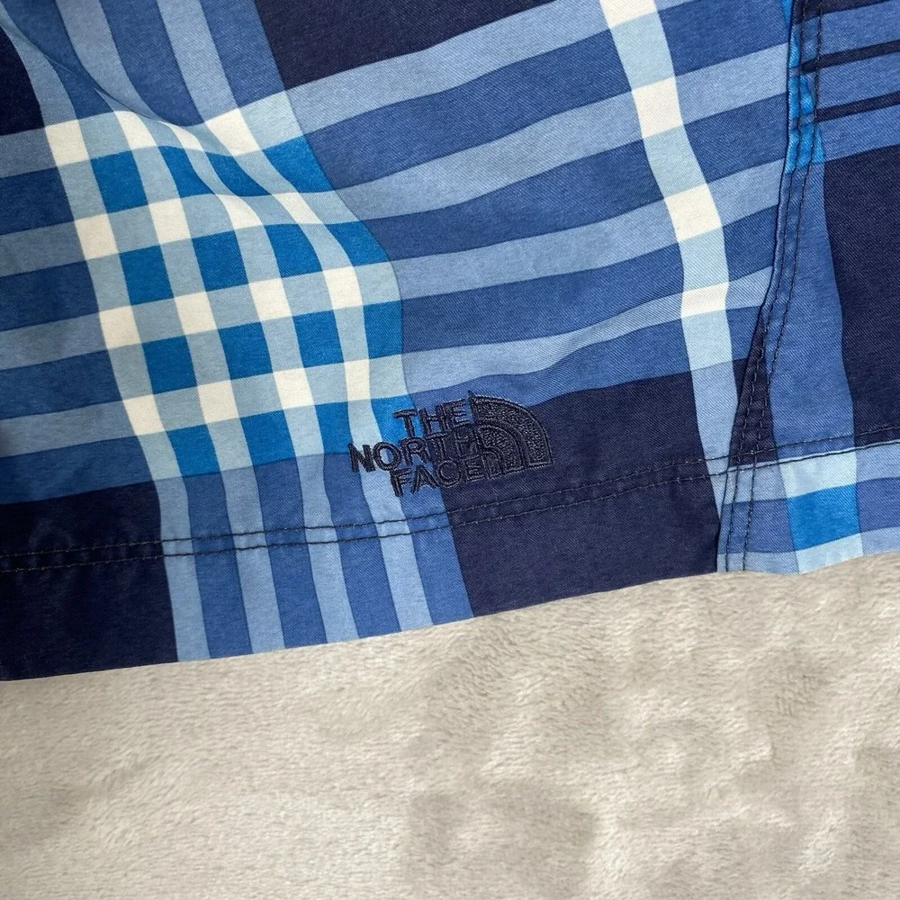 The North Face Mens Swim Trunks Size XL Blue Plaid‎ Lined Beach Board Shorts